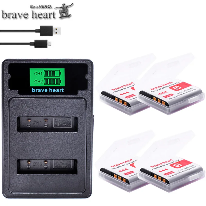 NP-BG1/FG1 NP-BG1 NP BG1 FG1 Батарея запасная часть для цифровой камеры с фоновой подсветкой SONY Cyber-shot DSC-H3 DSC-H7 DSC-H9 DSC-H10 DSC-H20 DSC-H50 DSC-H55 DSC-H70 Камера - Цвет: charger and 4battery