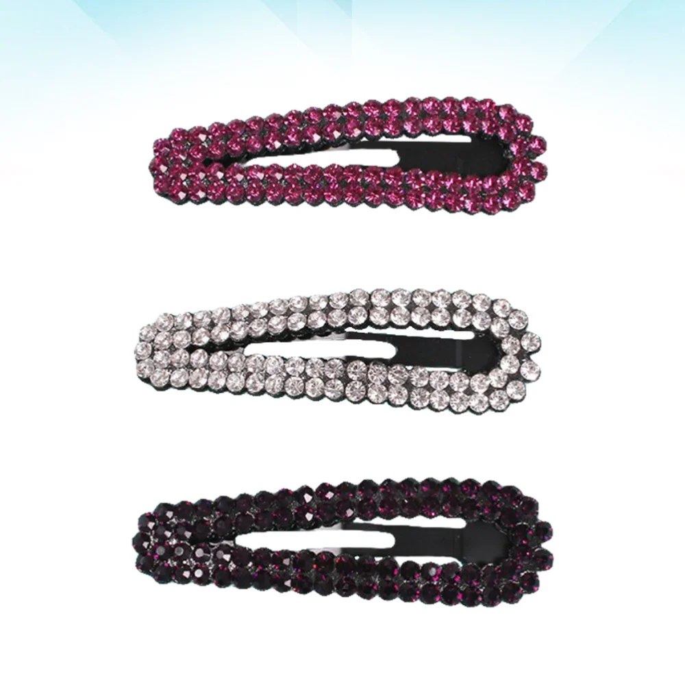 

3pcs Exquisite Rhinestone Hairpins Stylish Hair Clips Alloy Side Clips Bobby Hair Accessories for (Mixed Color)
