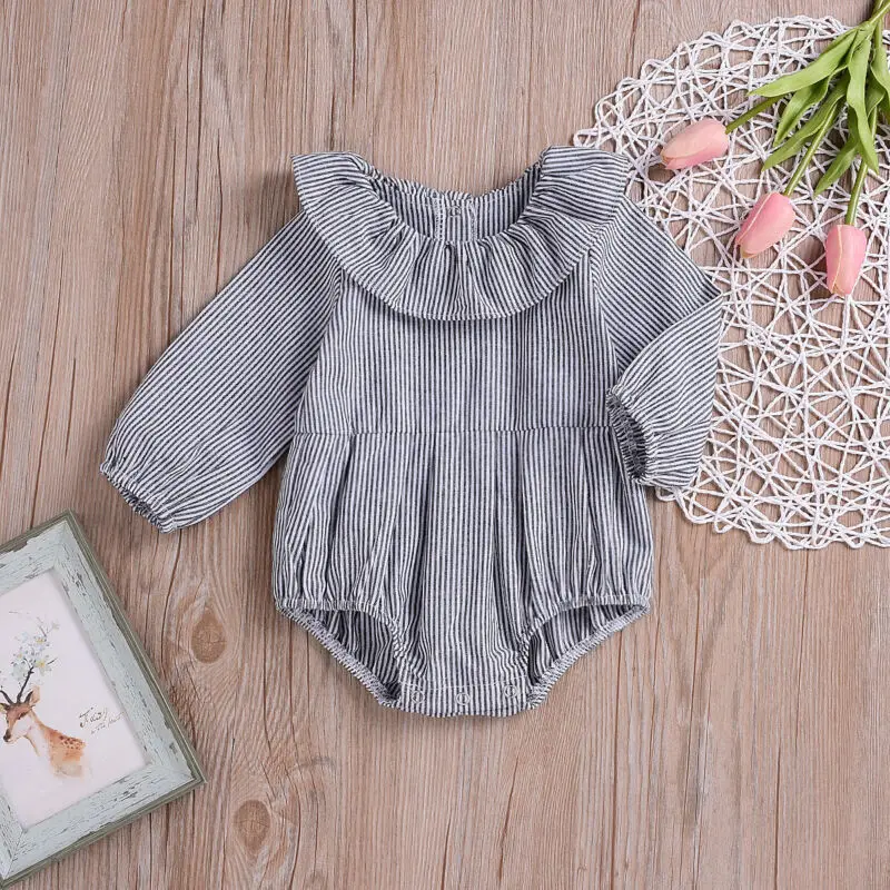 Милые Боди в полоску с длинными рукавами для новорожденных девочек милый
