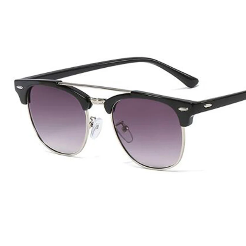 Женские солнцезащитные очки в полуоправе с заклепками брендовые дизайнерские