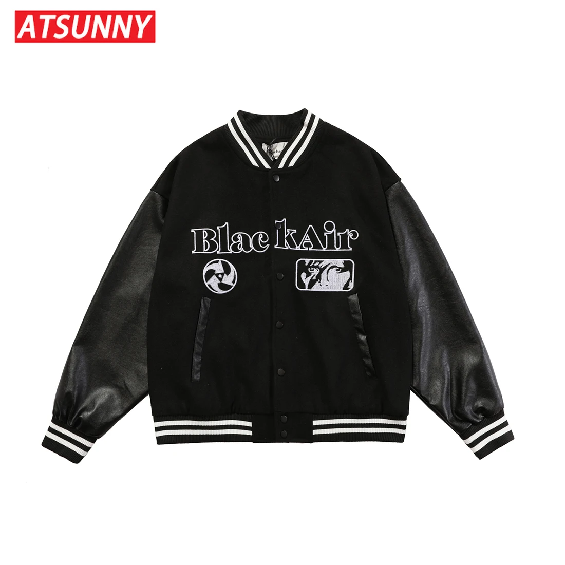 Бейсбольная куртка ATSUNNY в стиле хип хоп Повседневная модная Ретро Харадзюку