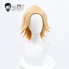 Парик для косплея Manjiro Sano, парик для косплея Токио, с короткими волосами из кремового золота, с шапочкой, парик для косплея