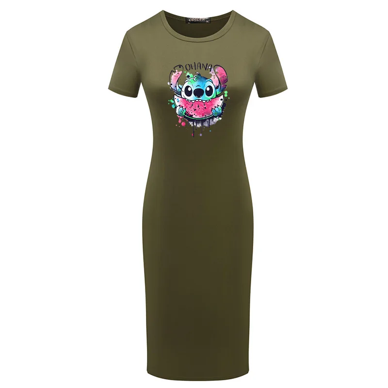 

Summer Women's Bodycon Dress Casual Watercolor Stitch Print Slim Boho Lady Plus Szie Dresses Elegant Tunic Package Hip Vesitdos