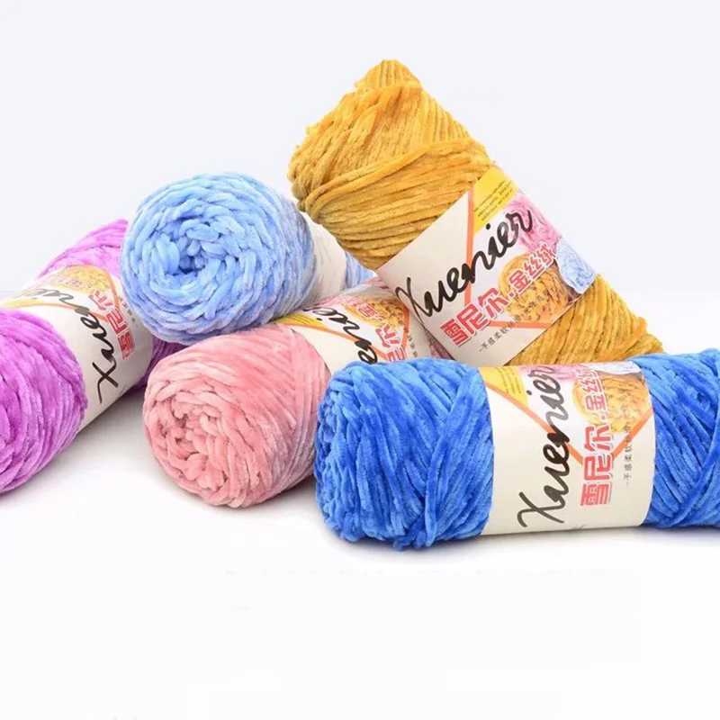 Бархатная пряжа для вязания крючком текстурированная полиэфирная смешанная