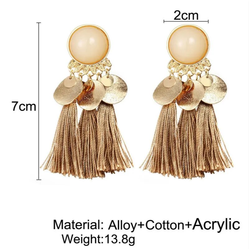 Богемные длинные висячие серьги с кисточками и кристаллами для женщин красные
