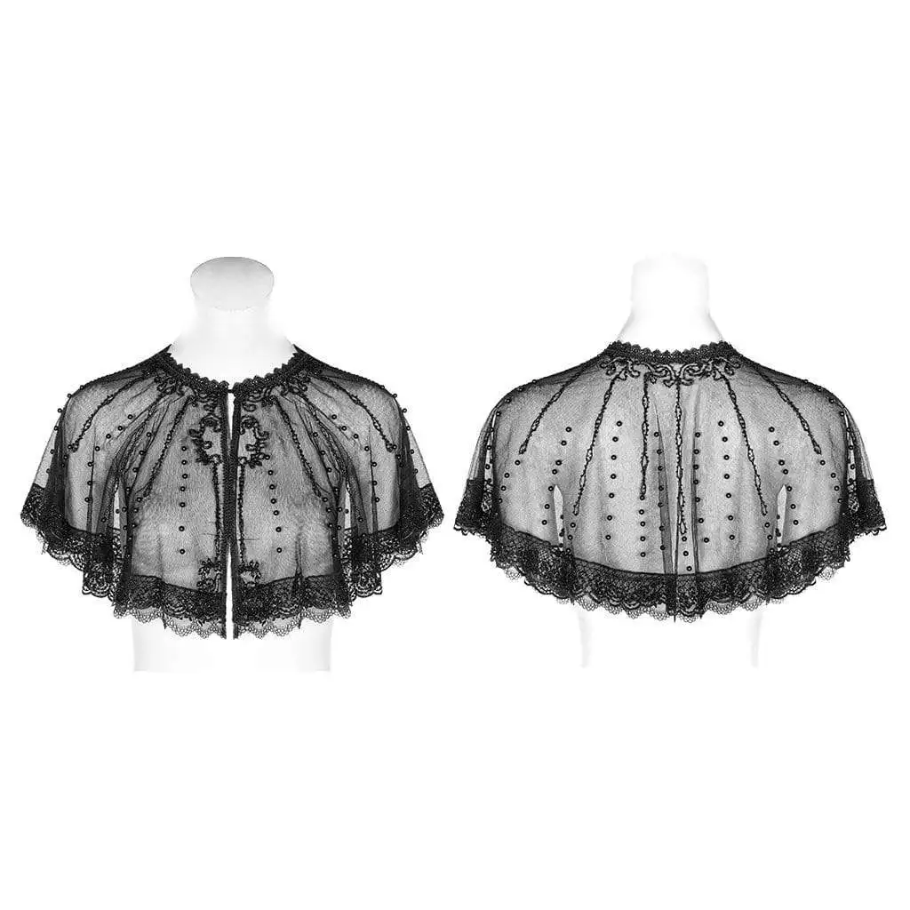 Punk Rave Women's Goth O-Neck Mesh Sleeveless Little Cloak WY-1164DPF |