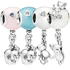 Подвеска в виде мыши и плюшевого медведя, слона, синего и розового воздушного шара, ювелирное изделие сделай сам, подходит для браслета из стерлингового серебра 925 пробы с бусинами