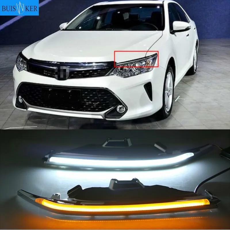 

Автомобильные аксессуары, 2 шт., светодиодные дневные ходовые огни для Toyota Camry 2015-2017 накладка DRL, противотуманные фары, Стайлинг автомобиля, в...