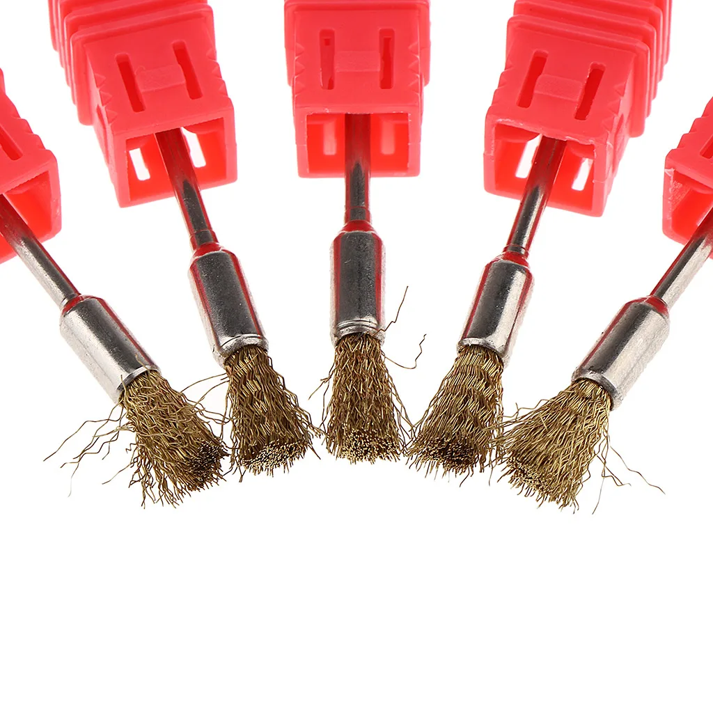 

5 Pack Copper Wire Nail Griding Head Brush Nail Art Tips Polishing Dust Cleaning