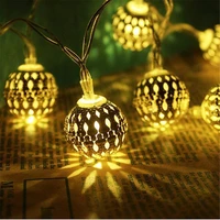 led moroccan ball light string 2 5cm hollow out metal balls lamps usbbattery powered for christmas wedding holiday decoration