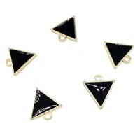 10pcslot fashion enamel black triangle alloy charms jewelry accessories handmade diy simple earring bracelet charm 1516mm