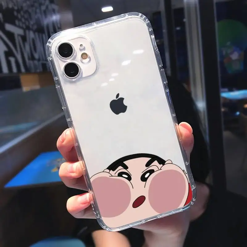 

japan cartoon Cute Crayon Shin chan Phone Case Transparent for iPhone 11 12 mini pro XS MAX 8 7 6 6S Plus X 5S SE 2020 XR