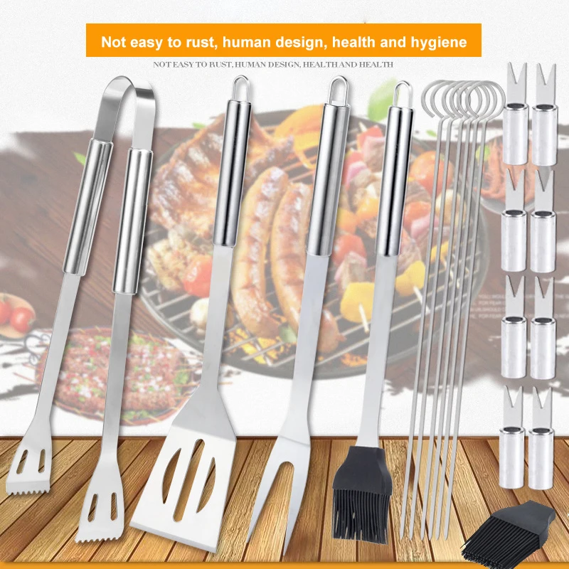

Stainless Steel Grill Set Amazon Oxford Bag Barbecue Utensils Outdoor Household BBQ Combination Barbecue Tools