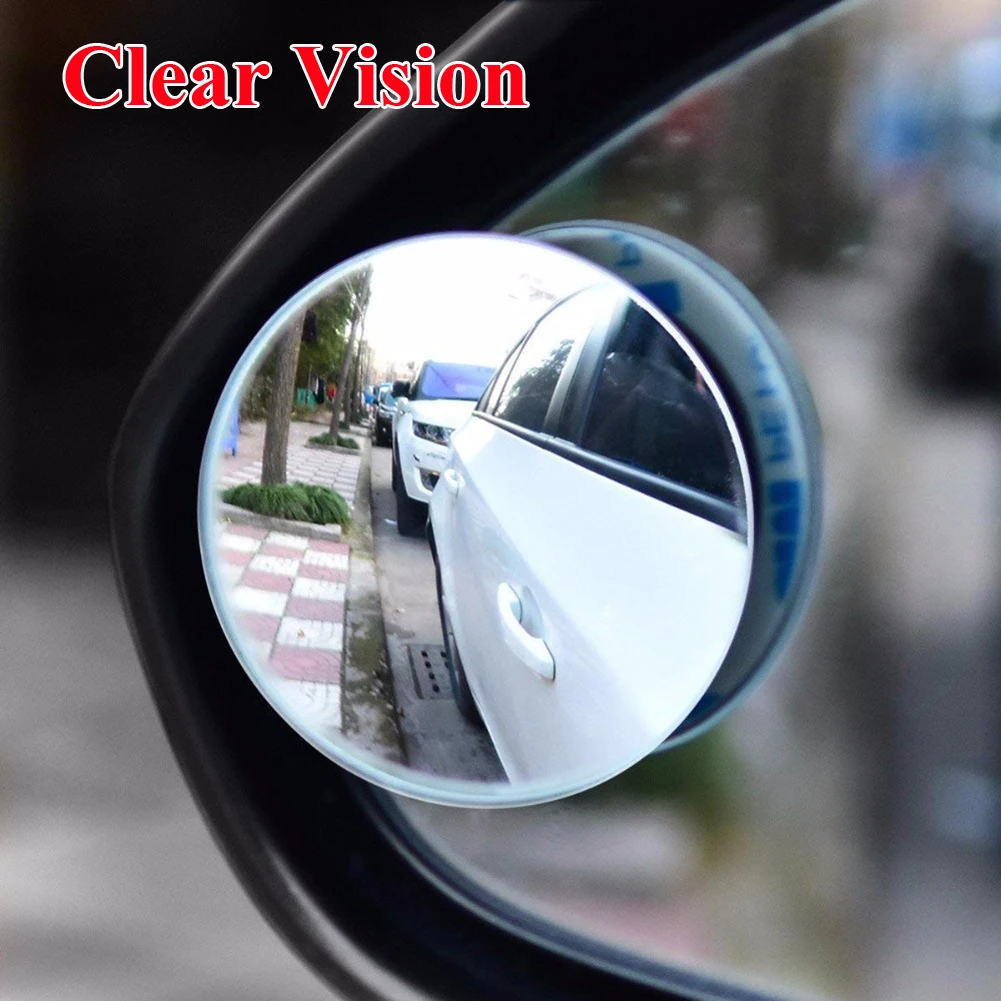 2X круглое зеркало для слепых зон HD Стекло без рамки выпуклое заднего вида 360 °