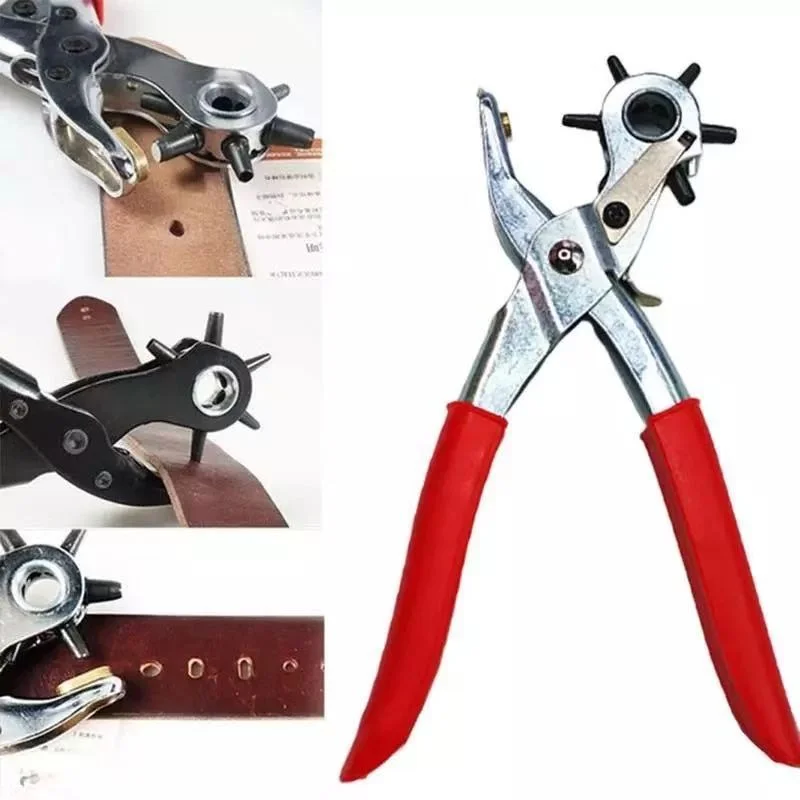 

Revolving Punch Plier Kit Leather Hole Punch Set for Belts Watch Bands Straps Dog Collars Saddles Shoes Fabric DIY Home Crafts