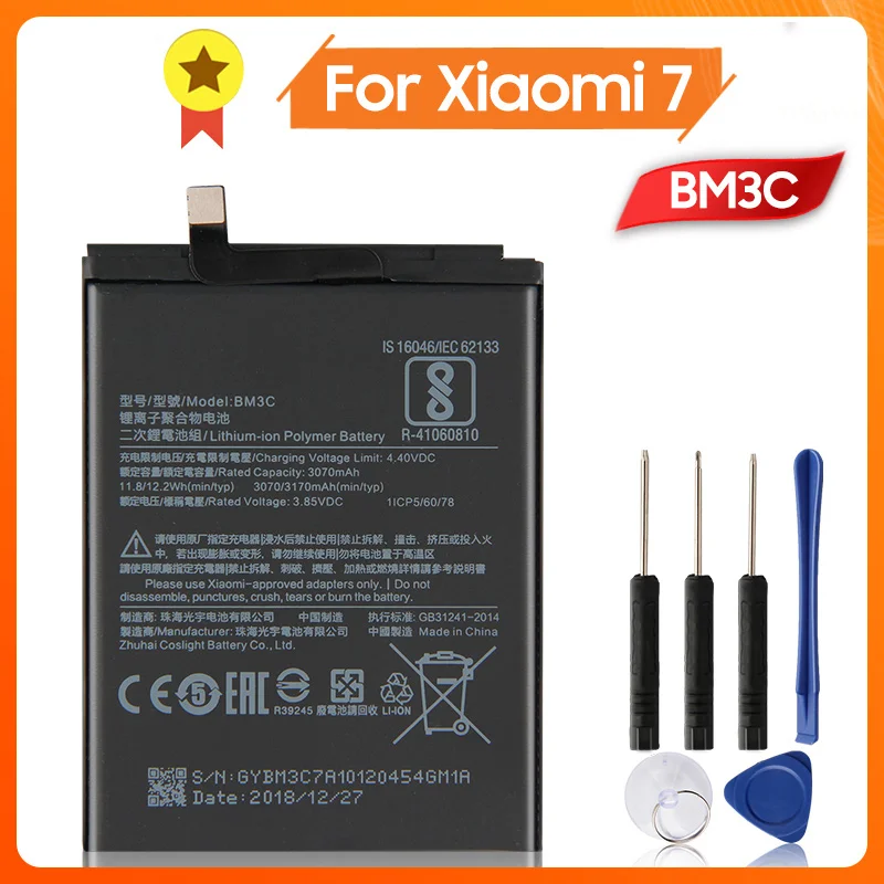 

Mi BM3C Phone Battery For Xiao mi 7 MI7 BM3C 3170mAh Replacement Battery + Tool