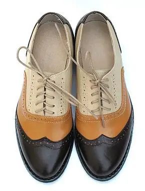 Brown apricot Модные Туфли-оксфорды в британском стиле из натуральной кожи желтого цвета на шнуровке; большие размеры; женская обувь для отдыха на выбор - Цвет: Brown apricot
