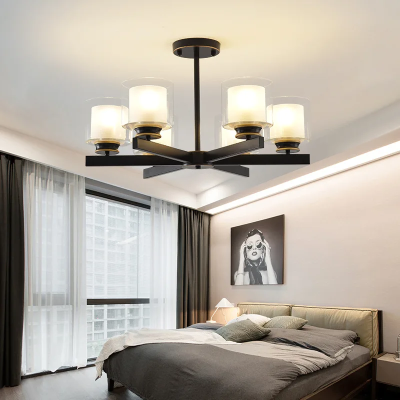 Роскошная люстра LukLoy в стиле ретро черная стеклянная лампа для гостиной