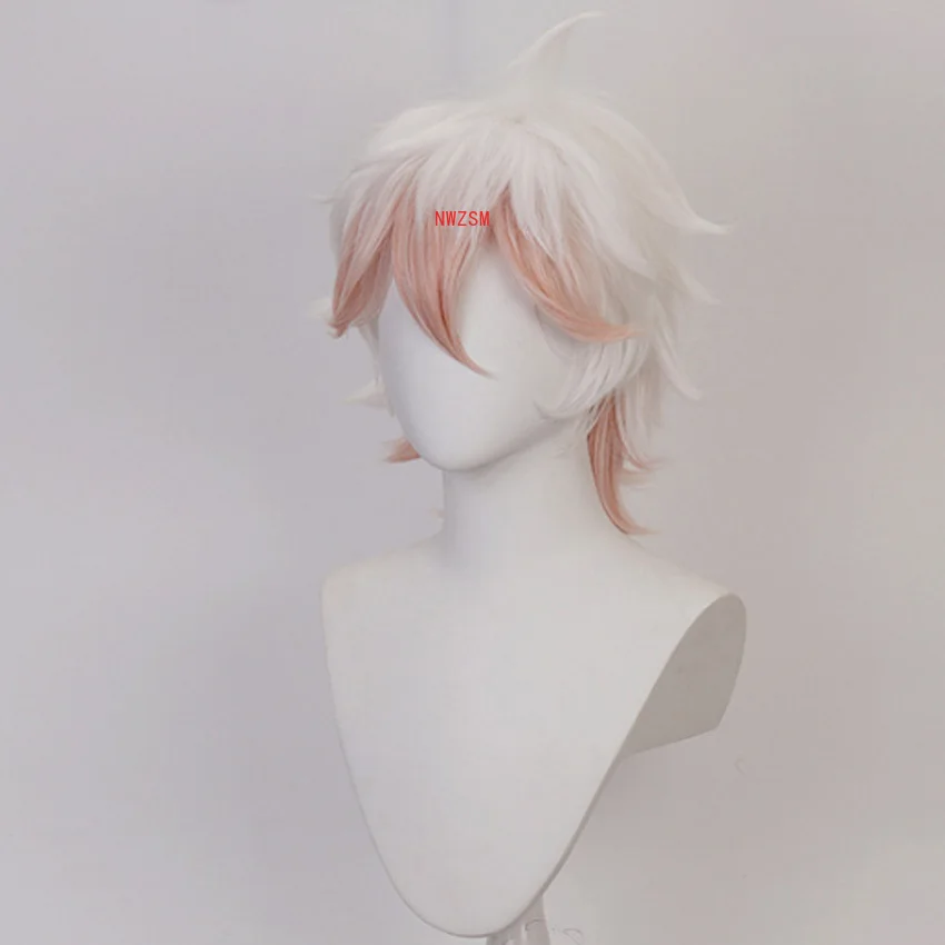 Парик Super Danganronpa 2 Nagito Komaeda для косплея короткий градиентный кудрявый мужчин