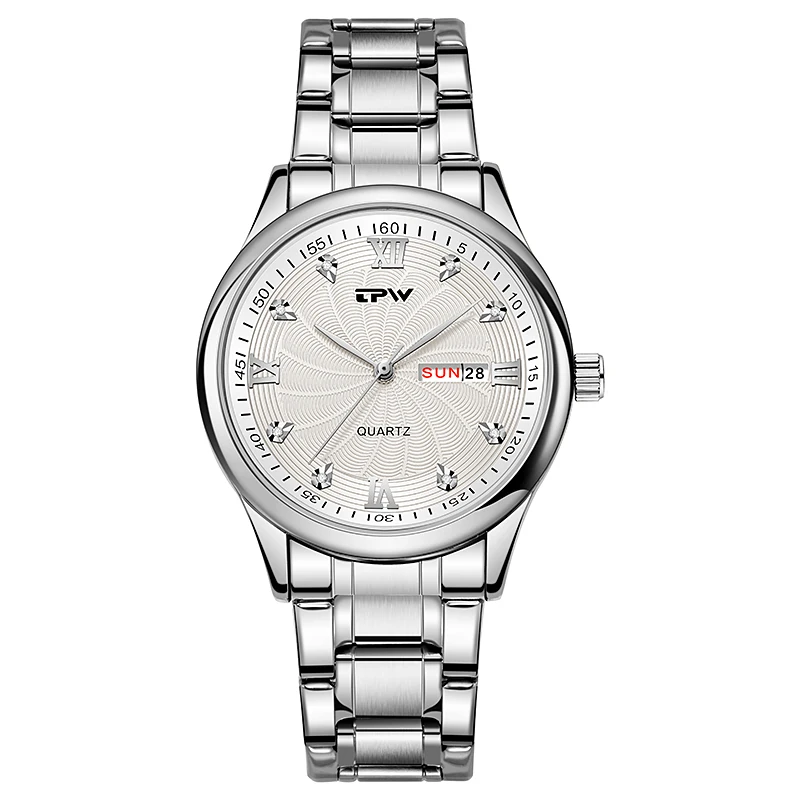 TPW Мужские Аналоговые кварцевые часы с бриллиантом полностью из нержавеющей