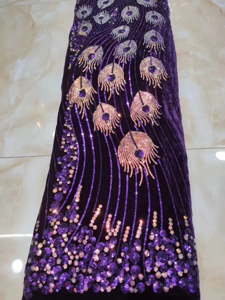 Модная бархатная вышивка с перьями Феникса расшитая блестками