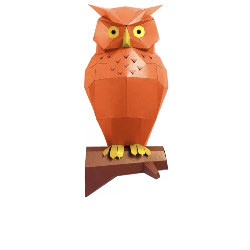 3D сова животные бумажная модель настенная Художественная Скульптура игрушка