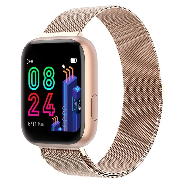 Gold Steel Смарт-часы P4 для женщин и мужчин, 1,4 дюймов, полный сенсорный экран, IP67, водонепроницаемые, умные часы, монитор сердечного ритма PK P68 P70 P80 для Xiaomi - Цвет: Gold Steel