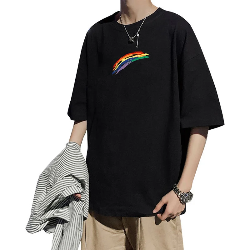 

Summer New Rainbow T Shirt For Men Fashion Loose Hip-Hop Half Sleeved T-Shirt Plus Size 4xl 5xl Man Tops Casual Clothes