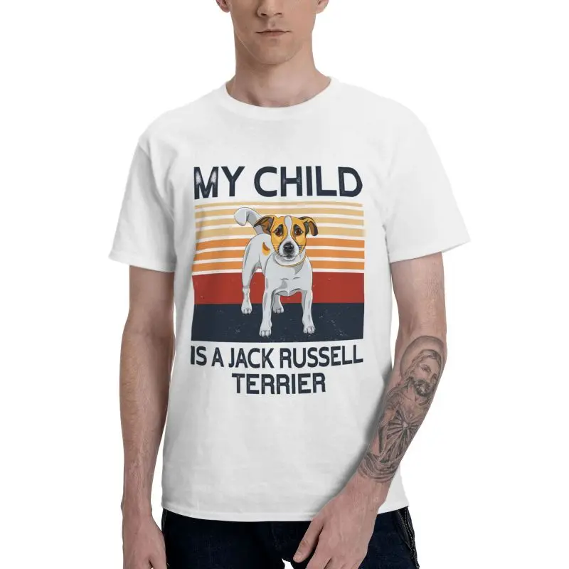 

Моему ребенку Джек Рассел футболка с терьером Для мужчин стильные хлопковые футболки футболка короткий рукав собака Владелец подарок футб...