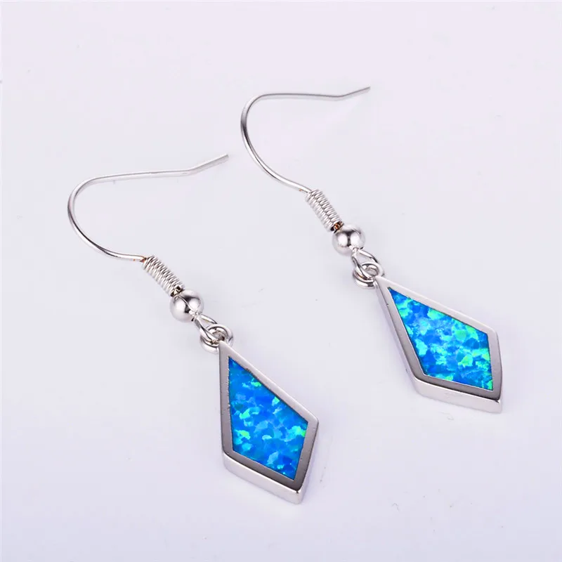 Милые женские большие геометрические Висячие серьги Бохо синие белые огненные