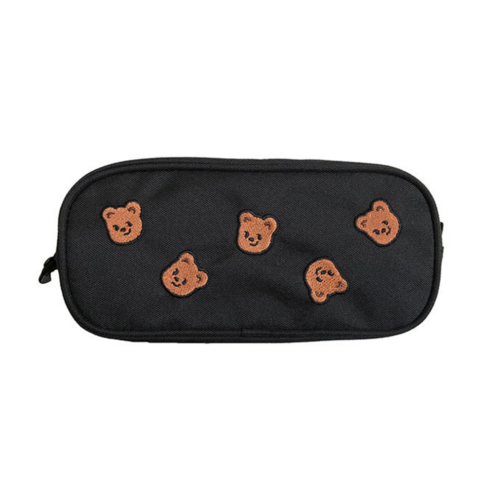 Students Pens Storage Bag Practical Cute Bear Embroideried Pen Case Zipper Stationery Pouch Key Cosmetic | Канцтовары для офиса и