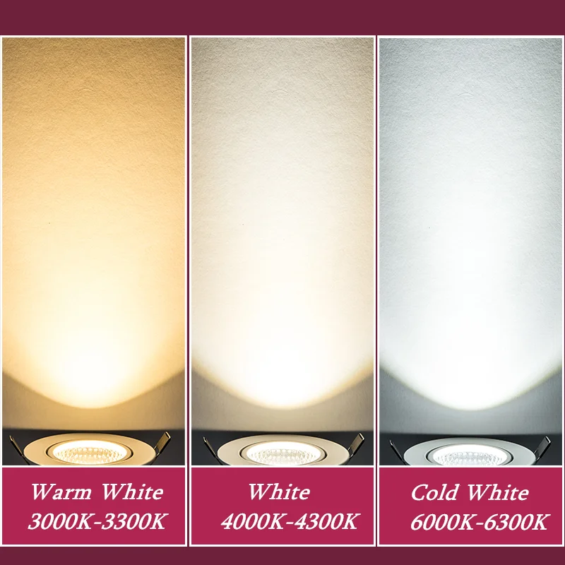 Lámpara de techo para iluminación de interiores, luz LED COB regulable de 3W, 5W, 7W, 9W, 12W, 15W, 85-265V, foco empotrable LED, cuerpo blanco