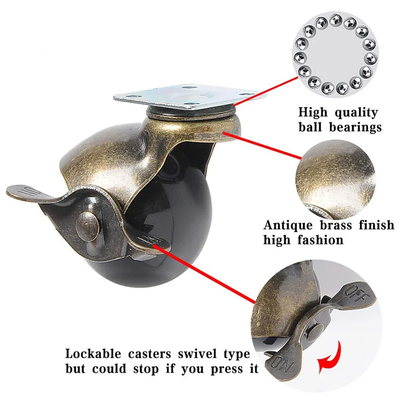 10/5pcs Antique Furniture Caster Wheels Roller Swivel Trolly Shopping Cart Luggage Replacement Pulley Sliding Accessory 3Types |