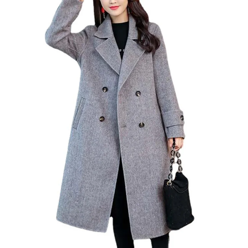 Fashion Woolen Women Jacket Autumn Winter New Mid Long Female Coat Korean Version Warm Outwear R1565 | Женская одежда