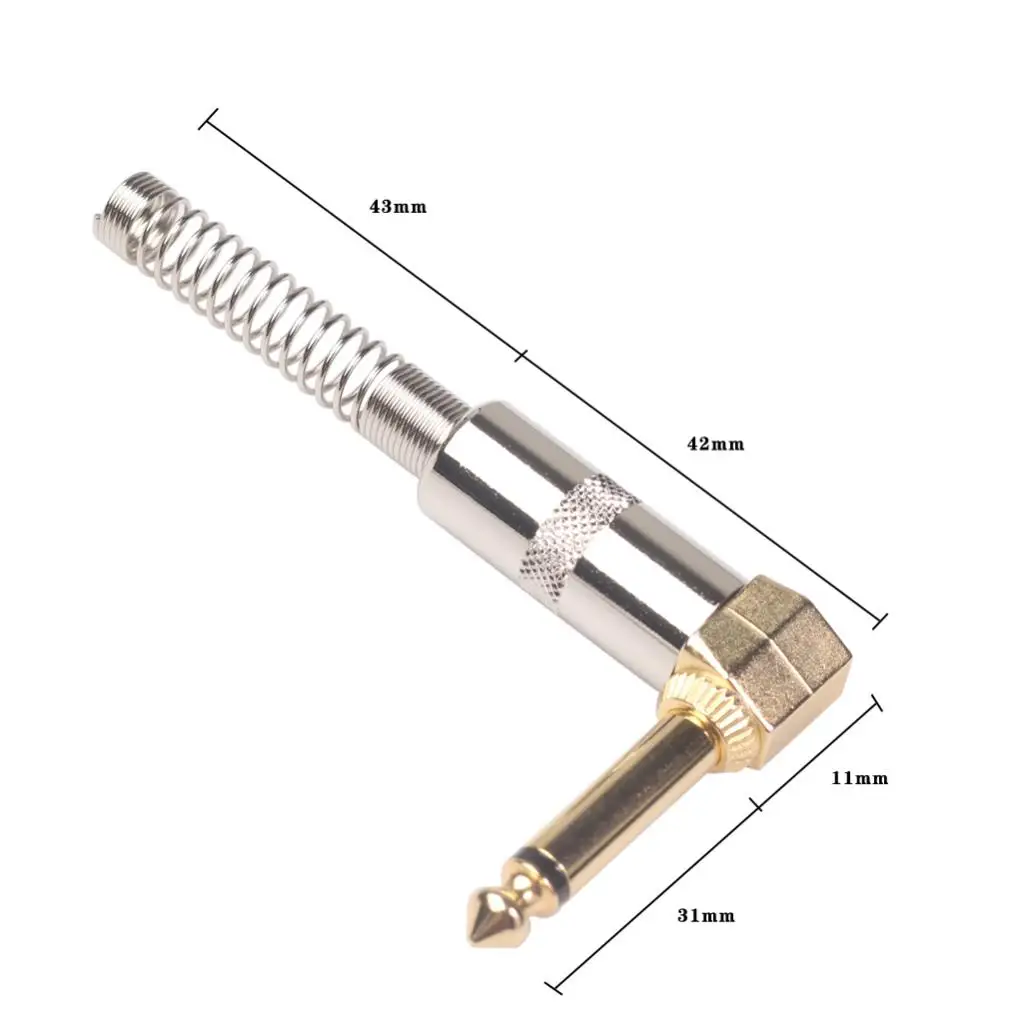 

2x 1/4inch 6.35mm L-Shape Jack Angle Male Mono Plugs Audio Connectors for Guitar