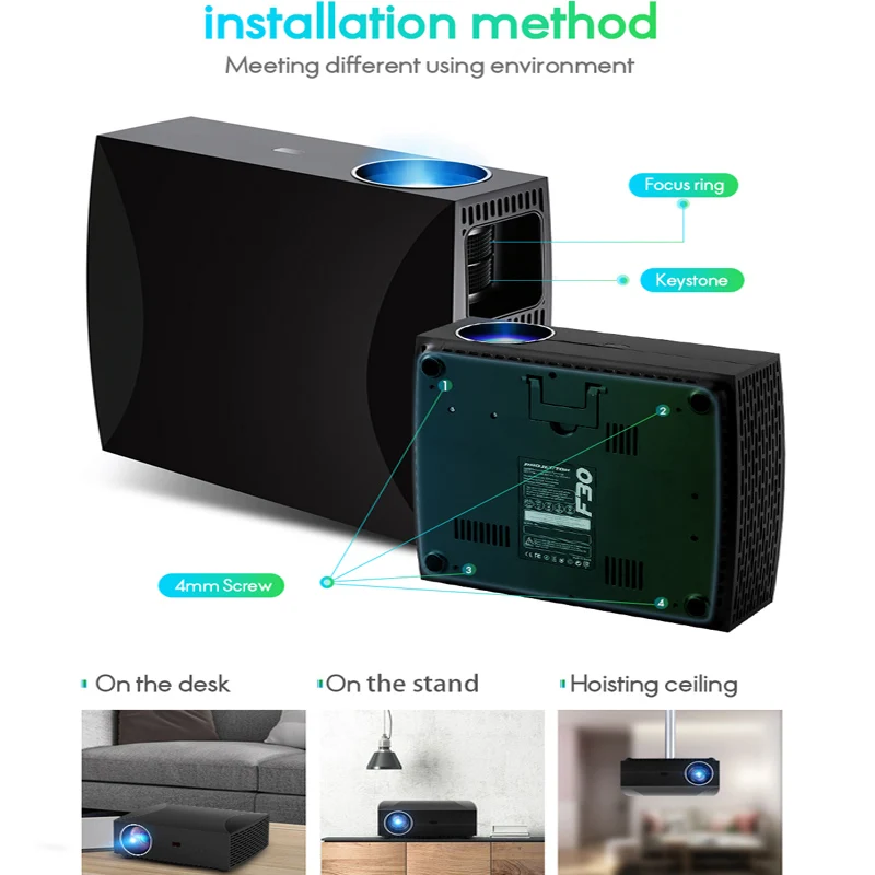 3D светодиодный проектор WZATCO F30 Android 9 0 опционально Full HD 1920x1080 5500 лм Wi Fi Bluetooth