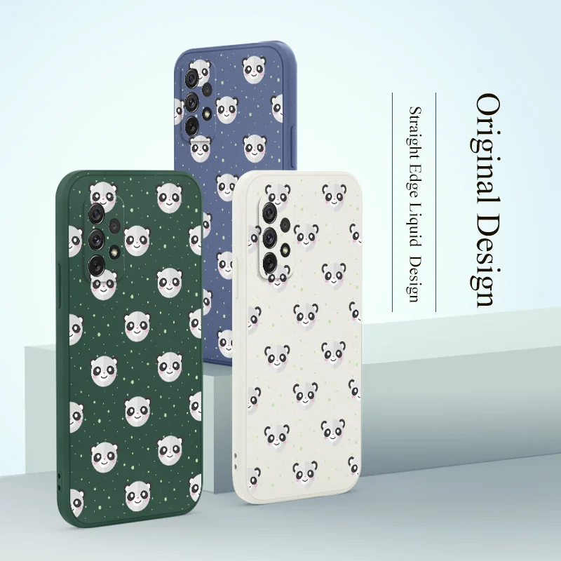 

Panda Pattern Liquid Case For Samsung A72 A52 A42 A32 A22 A21S A02S A12 A02 A71 A51 A41 A31 S21 S20 FE S10 S9 Soft Phone Cover