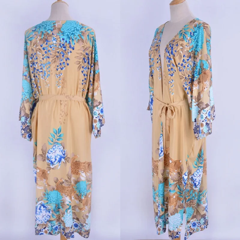 

2021 European And American Style Loose Rayon Long Beach Jacket Long Skirt Sexy Swimsuit With Blouse Bikini Cardigan Shawl Women