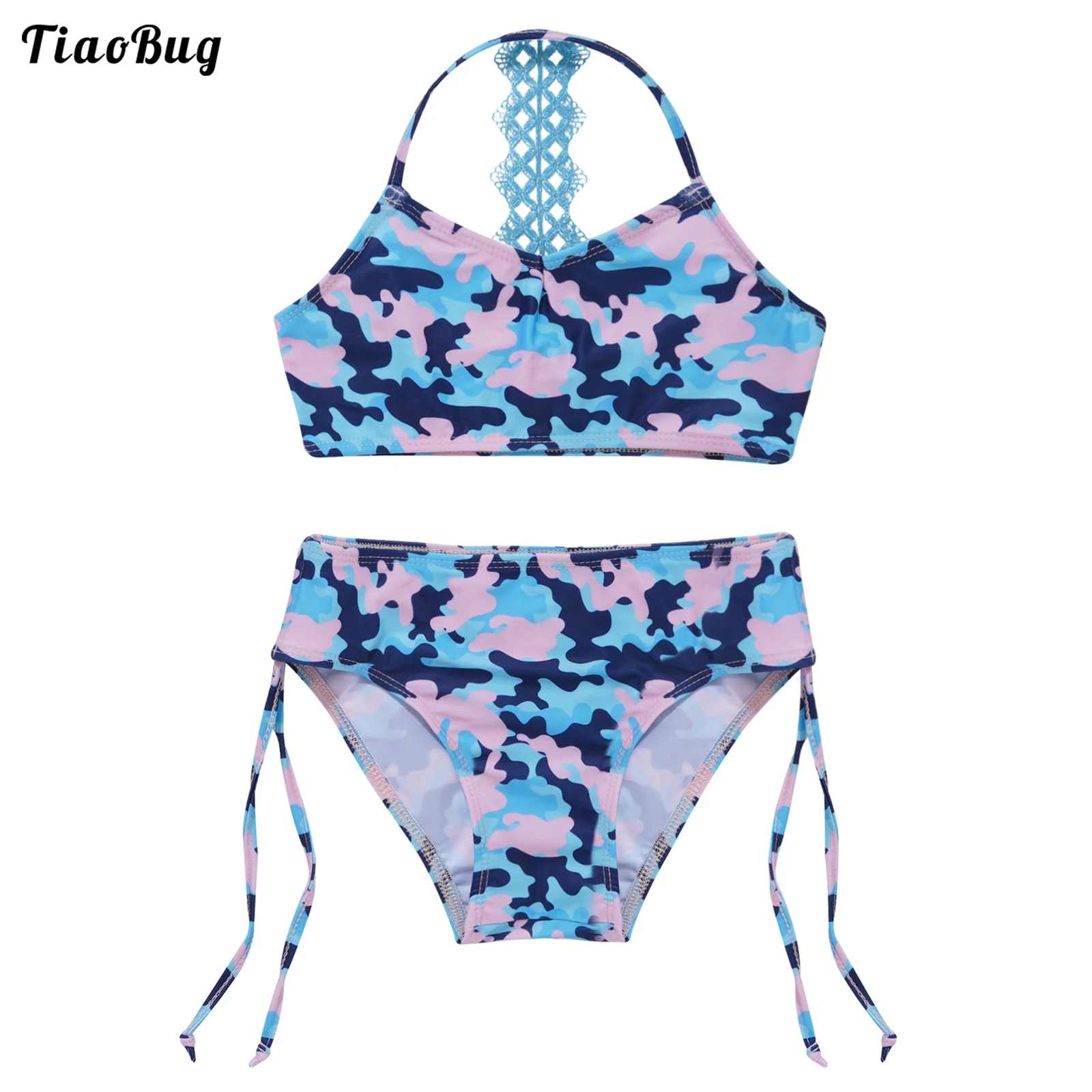 

TiaoBug летний комплект для маленьких девочек, комплект из 2 предметов с цветочным принтом купальники бикини комплект без рукавов Топ c бретель...