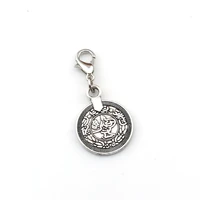 100pcs tibetan silver alloy boho coin floating lobster clasps charm beads fit charm bracelet diy jewelry 17 5x37 5mm a 520b