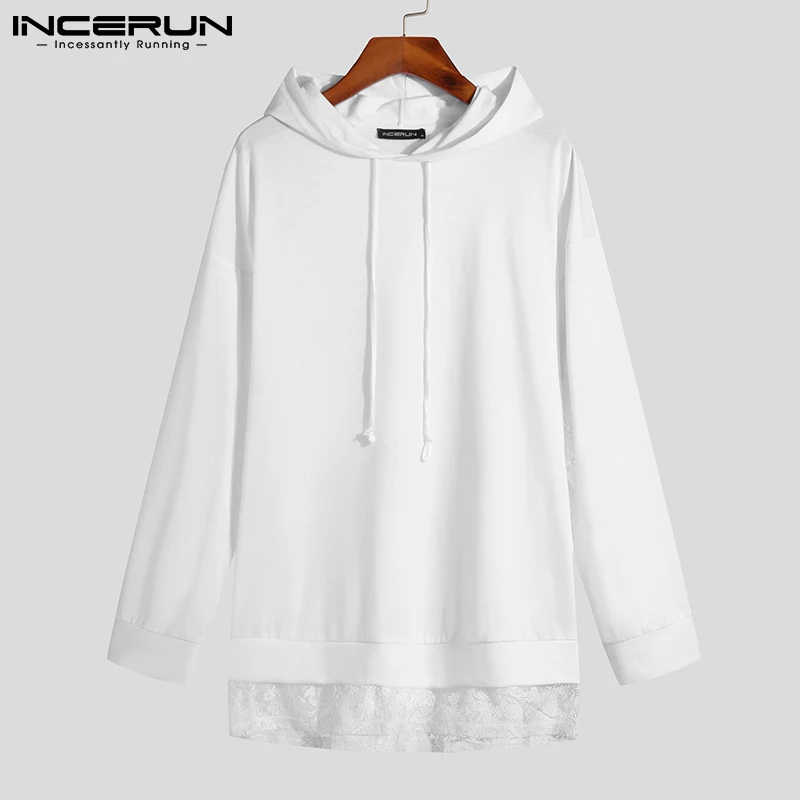 

Топы 2021, стильная мужская кружевная Толстовка для отдыха, дышащий однотонный Универсальный свитер с длинными рукавами и капюшоном