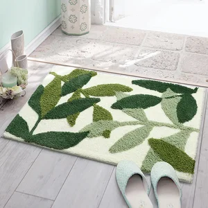 3d plant design flocking bathroom mat 1pcs absorbent floor carpet doormat bath mats home hallway mat toilet rug kitchen carpets free global shipping