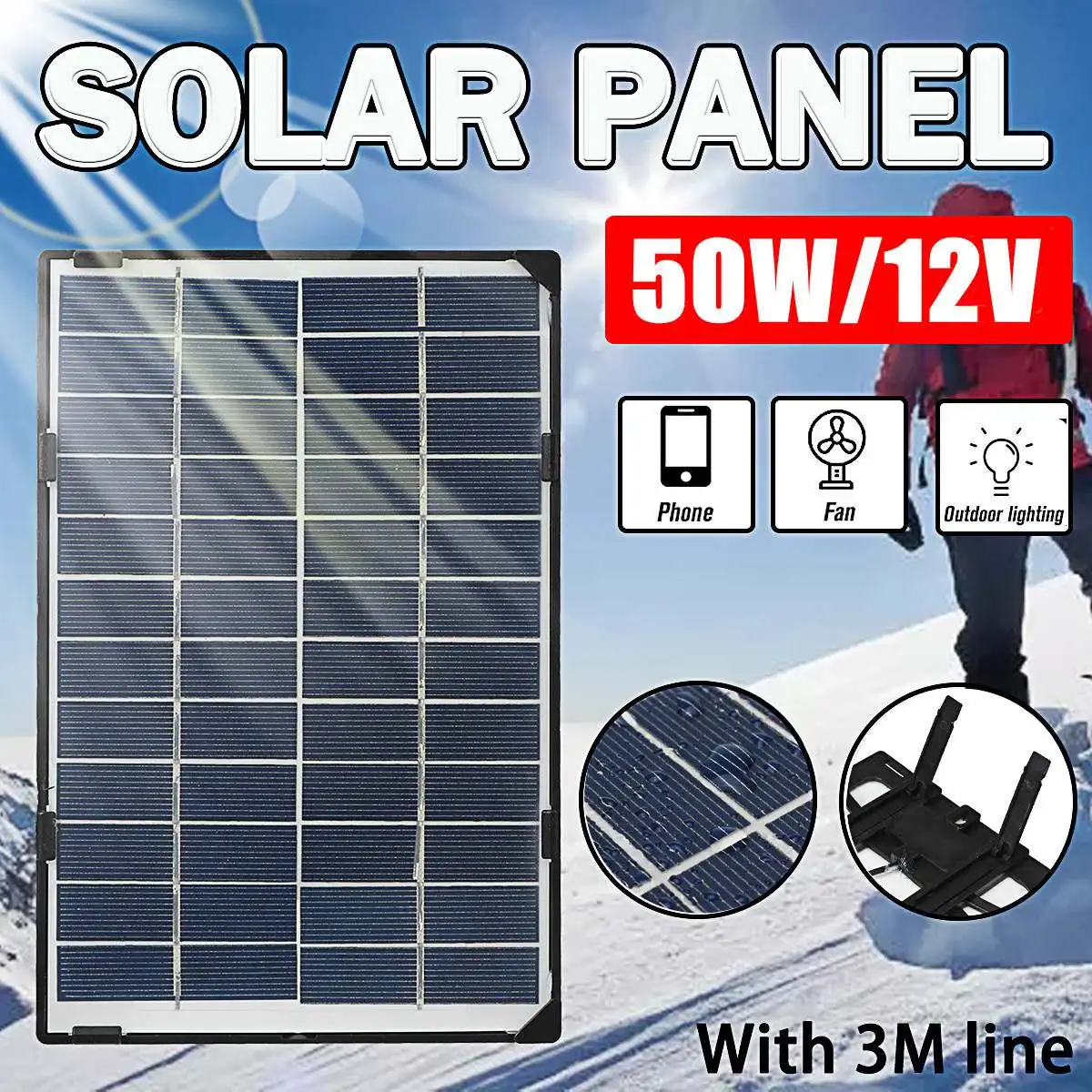 Фото Комплект солнечных панелей 50 Вт 12 В USB поликристаллическая Кремниевая солнечная