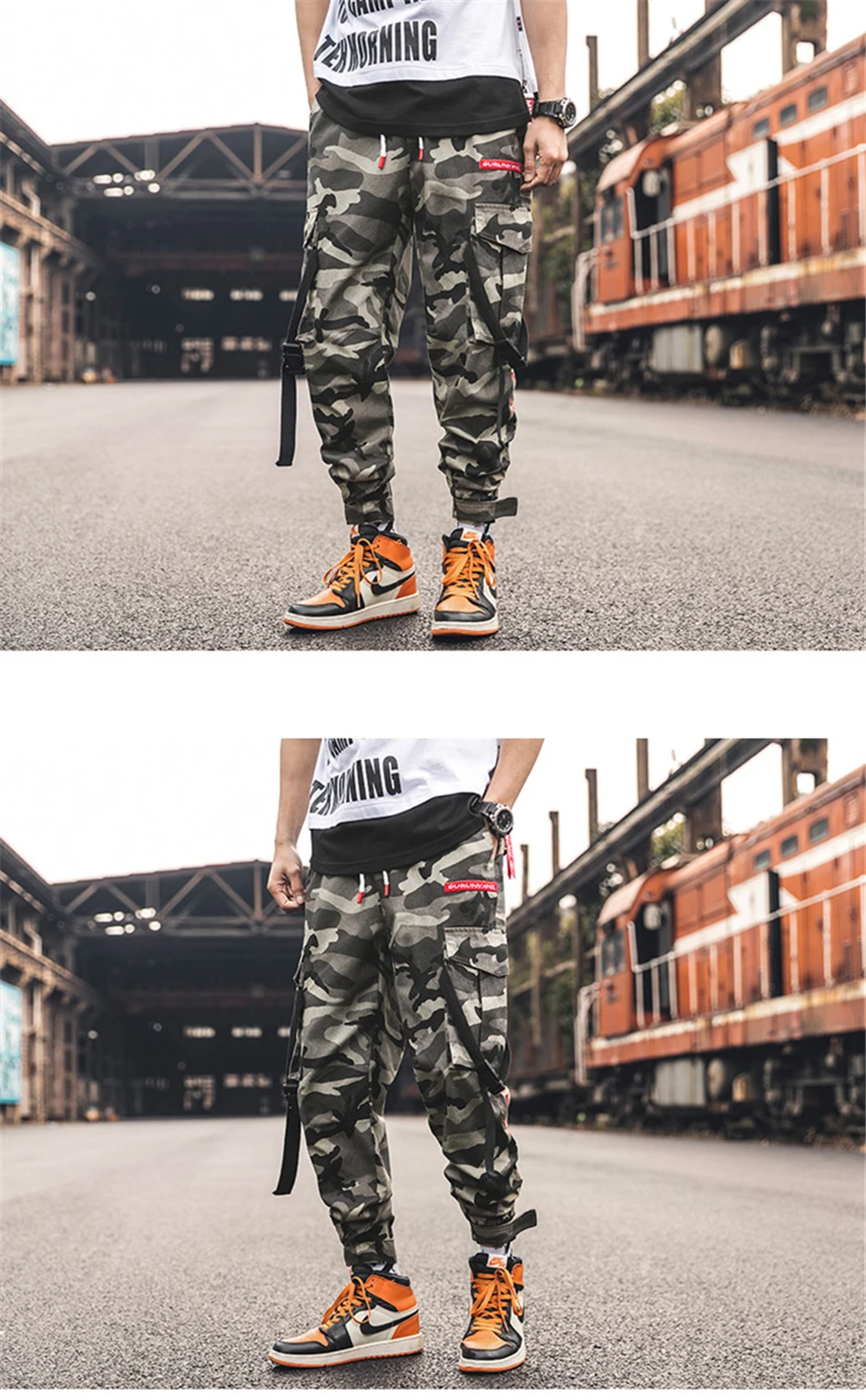Мужские желтые камуфляжные брюки Уличная Брюки в стиле милитари Jogger Pant хип-хоп Camo Sweat pants Мужские брюки длиной до щиколотки из хлопка