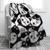 jekeno cute panda throw blanket cartoon print black white blanket soft ligtweight durable cozy for bed couch travelling kids gif
