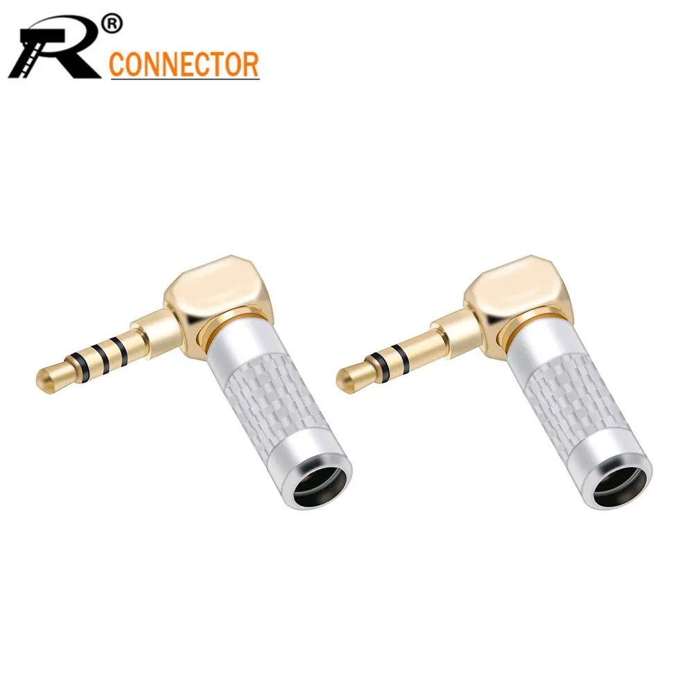 

10pc Right Angle MINI Jack 3.5mm 3 Pole 4 Pole Stereo Male Plug Carbon Fiber Solder Connector for 6mm Cable