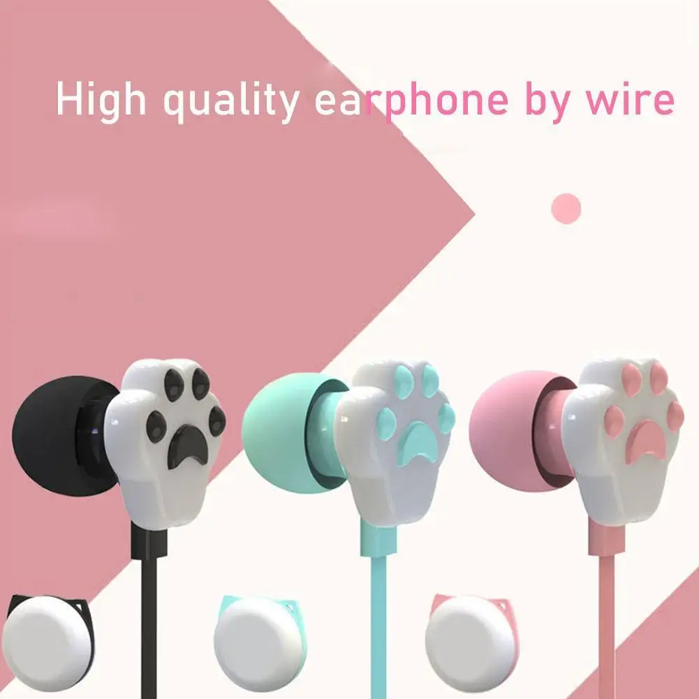 Childs Earphone New Lovely Cute Cartoon Cat Paw 3.5mm In-ear Earphone With Rotate Case With Microphone For IPhone Samsung Xiaomi