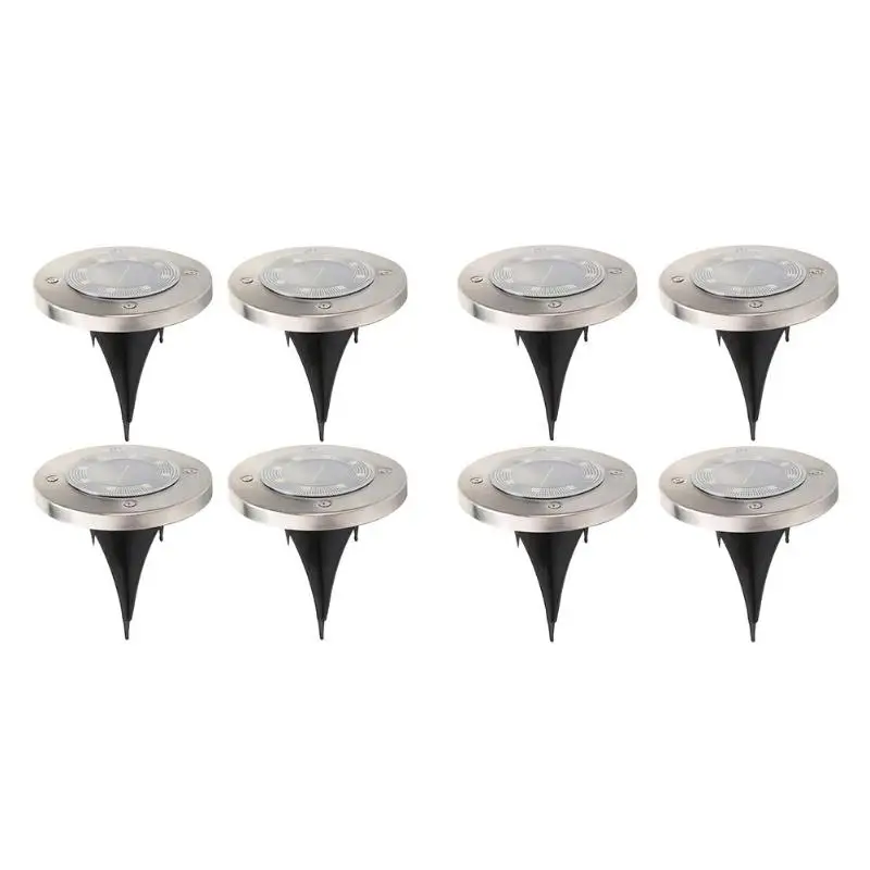 

VKTECH 4 шт. 8 светодиодных водонепроницаемых подземных ламп для улицы, траектории, ландшафта, солнечной энергии, газона, двора, сада, пыленепрон...