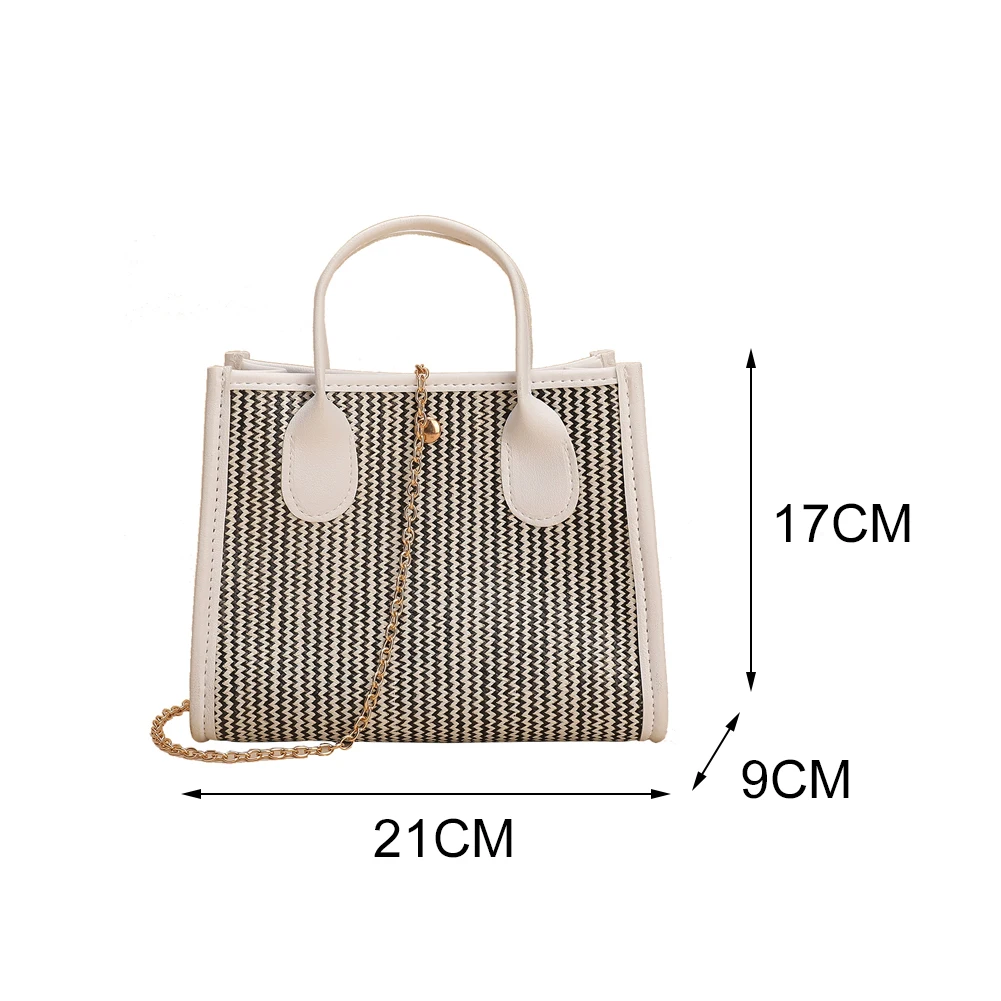 

Vintage Women Woven Patchwork Shoulder Crossbody Bags PU Leather Elegant Messenger Bag Ladies Casual Chain Small Purse Handbags
