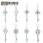 46 оригинальное ожерелье с подвеской в виде ключа стразы из стерлингового серебра 925 пробы с оригинальной гравировкой женское ювелирное изделие Бесплатная доставка